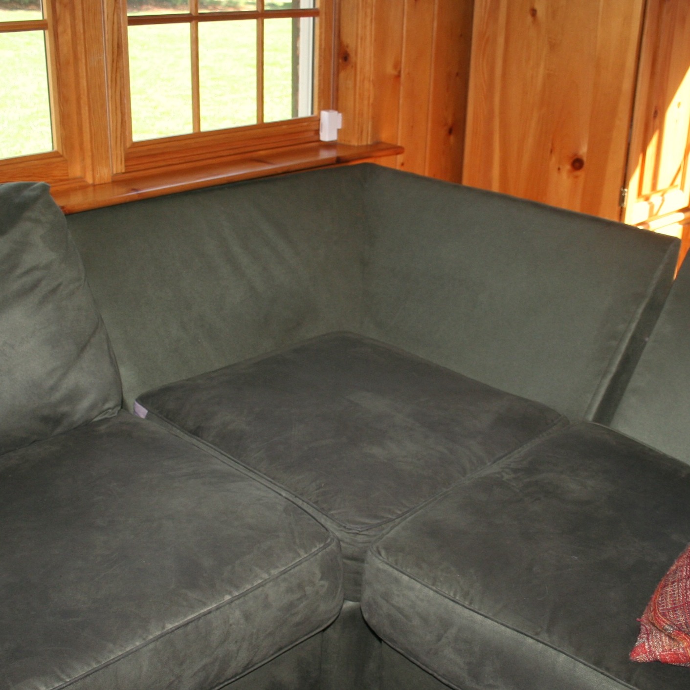 Dark Green Microfiber Sectional Sofa