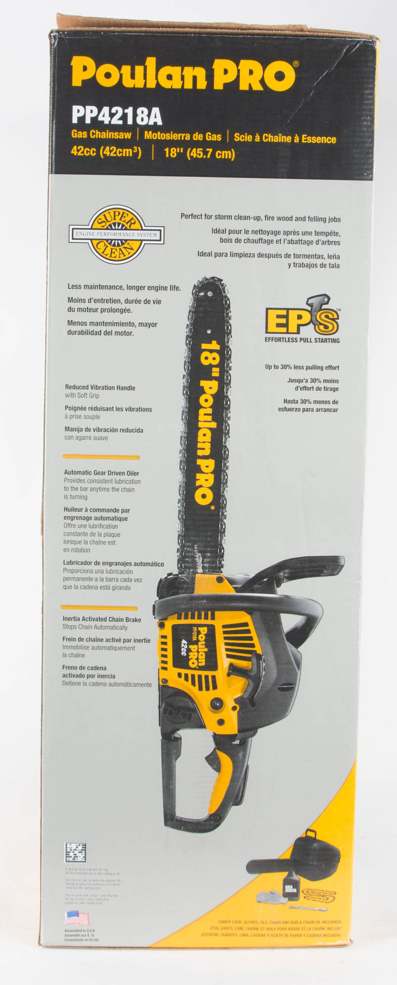 Poulan PRO 42cc Gas Chainsaw with 18” Straight Bar, 3/8” Pitch