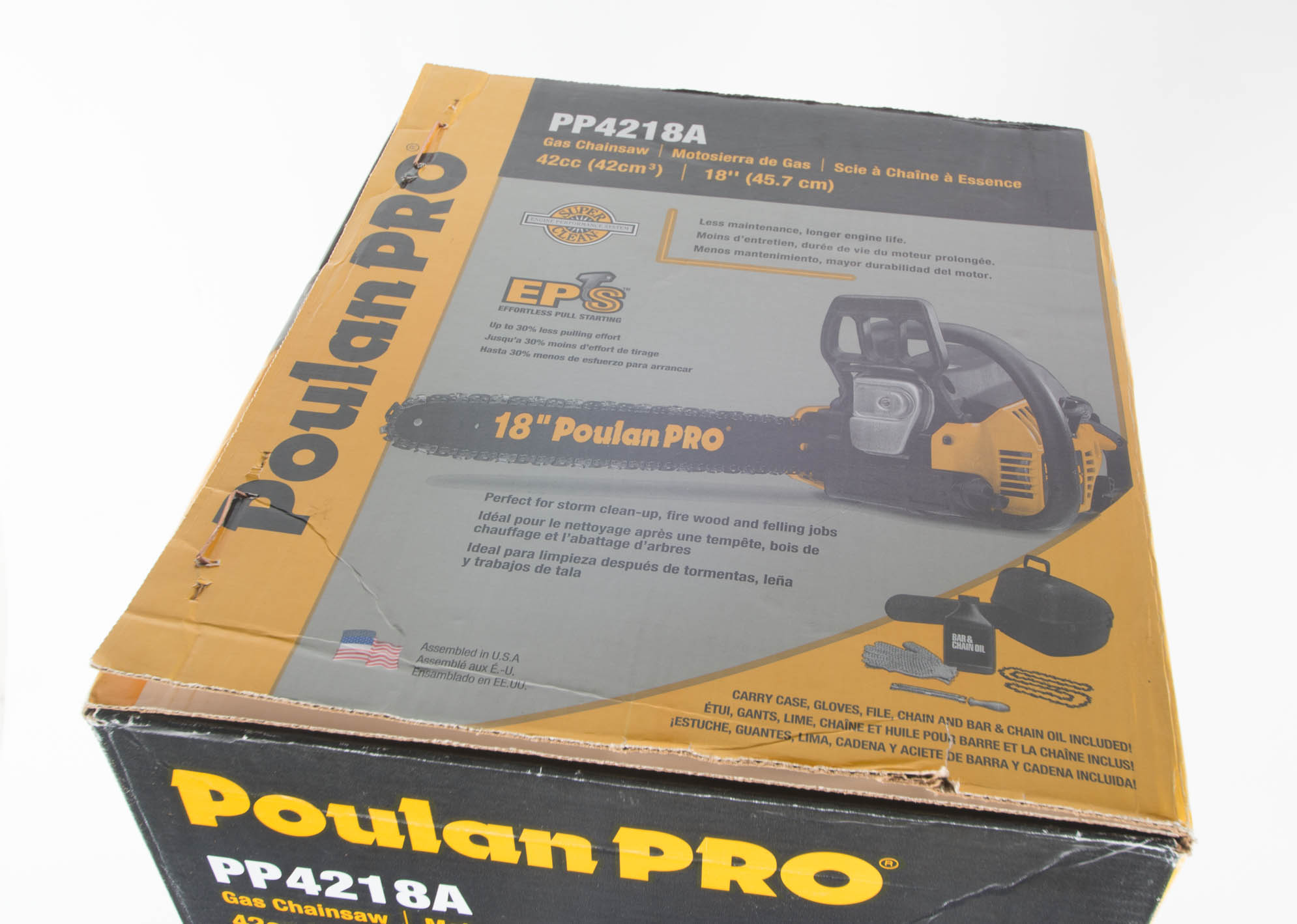 Poulan PRO 42cc Gas Chainsaw with 18” Straight Bar, 3/8” Pitch