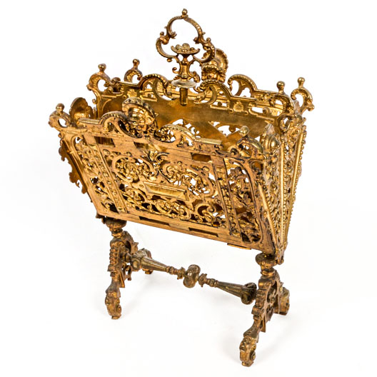 Ornate Antique Brass Magazine Rack