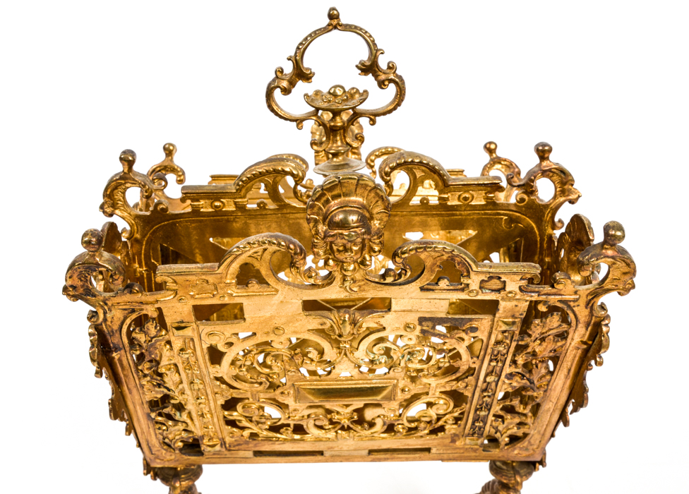 Ornate Antique Brass Magazine Rack