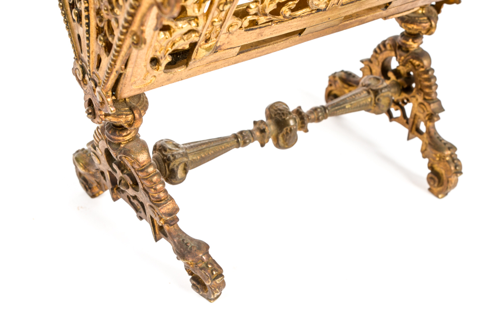 Ornate Antique Brass Magazine Rack