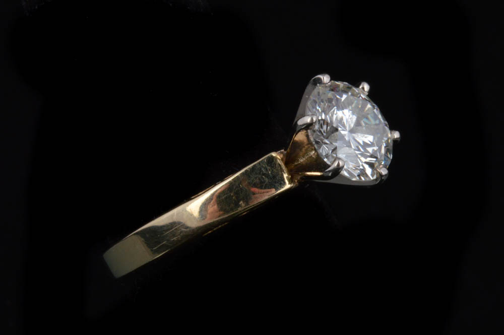 2.20CT 14K Yellow Gold Diamond Solitaire Ring