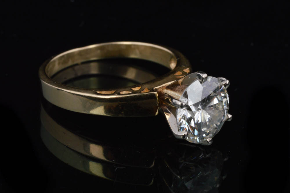 2.20CT 14K Yellow Gold Diamond Solitaire Ring