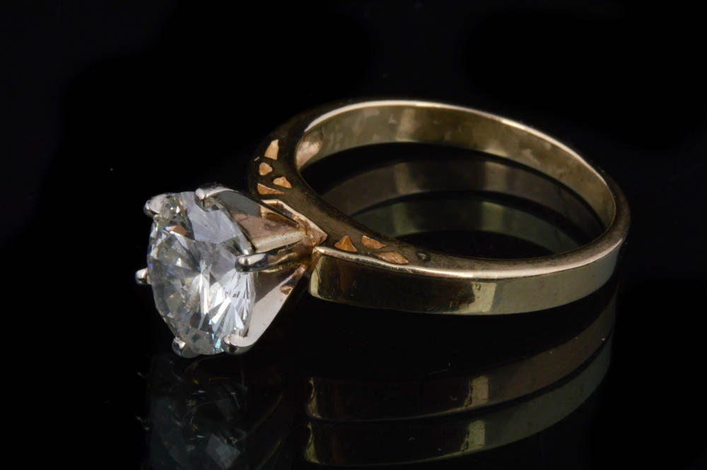 2.20CT 14K Yellow Gold Diamond Solitaire Ring