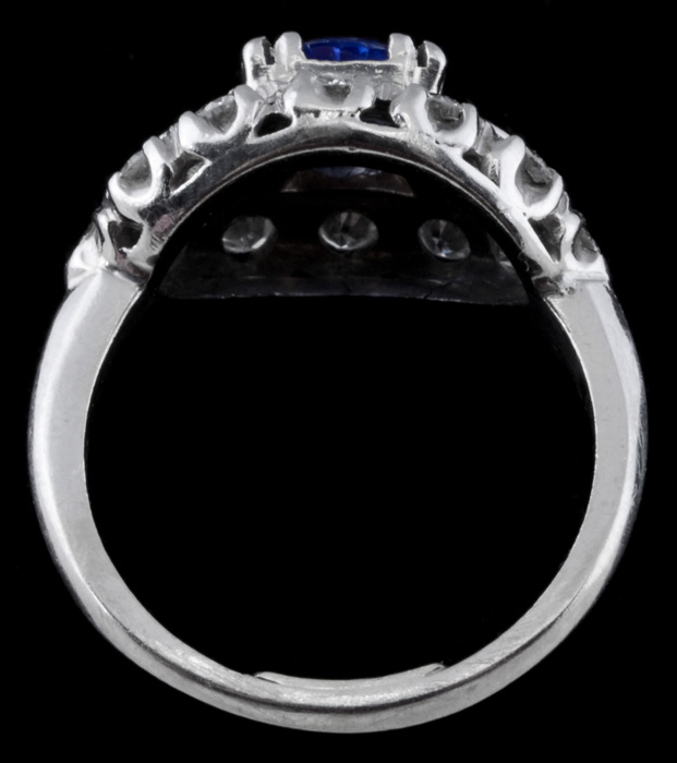 Platinum and Iridium Blue Sapphire and Diamond Ring