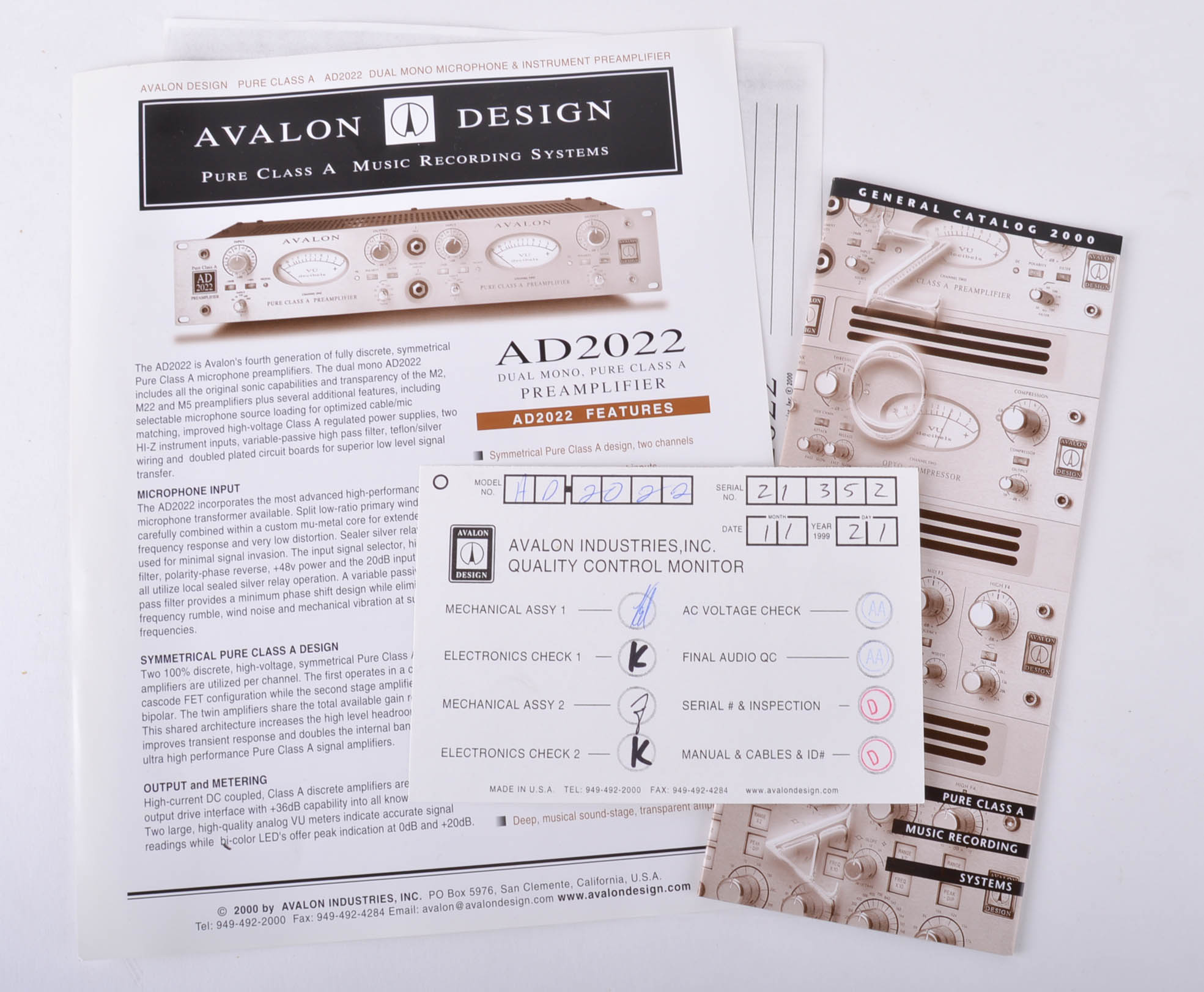 Avalon Designs AD2022 Pure Class A Preamp
