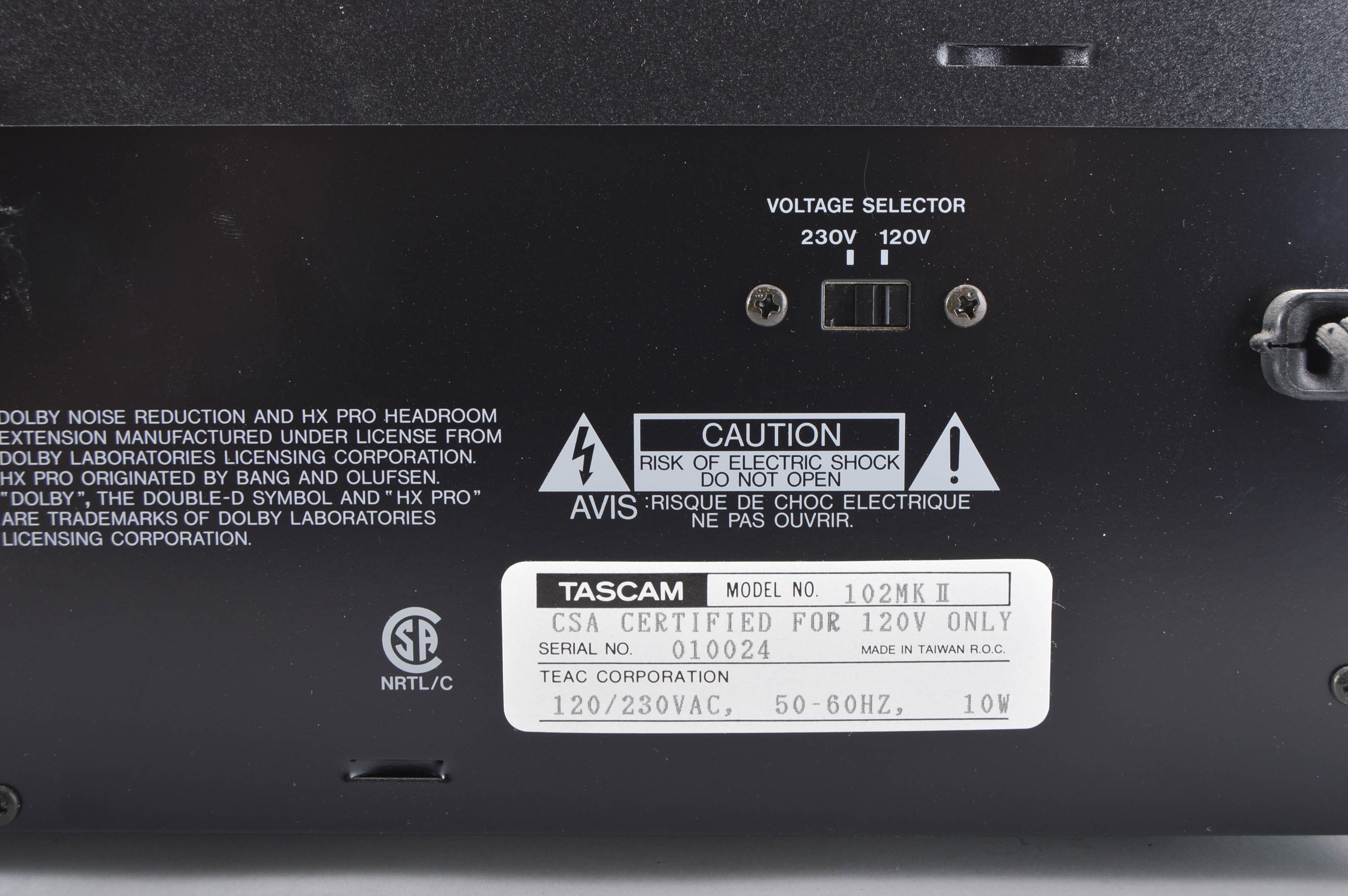 Tascam 102mkII Professional Rack-Mount Cassette Deck