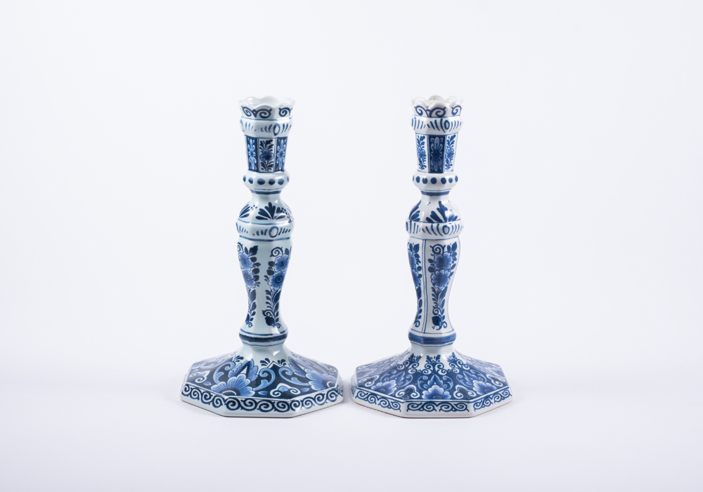 Pair of Delft Blue Candlesticks