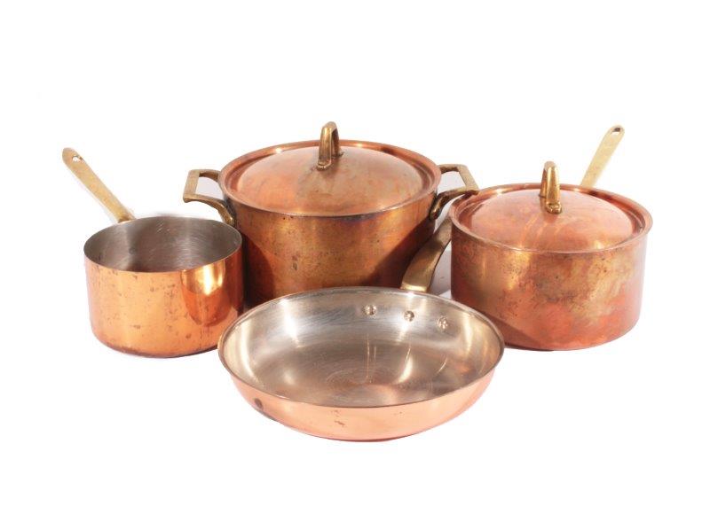 Set of Copper Pots and Pans