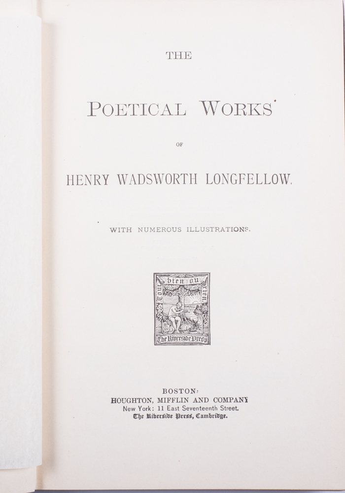 Antique Book "The Poetical Works of Henry Wadsworth Longfellow"
