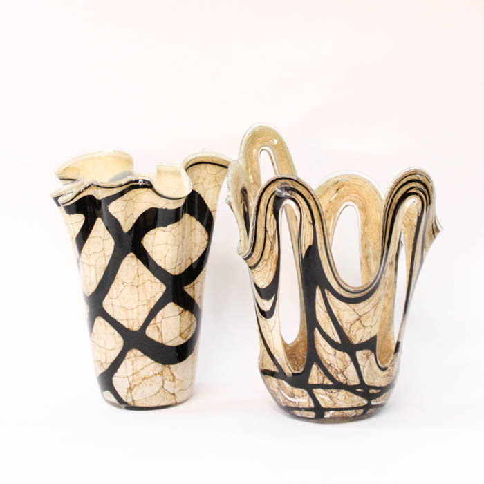 Pair of Zorza Glass Vases Hand-Made in Poland