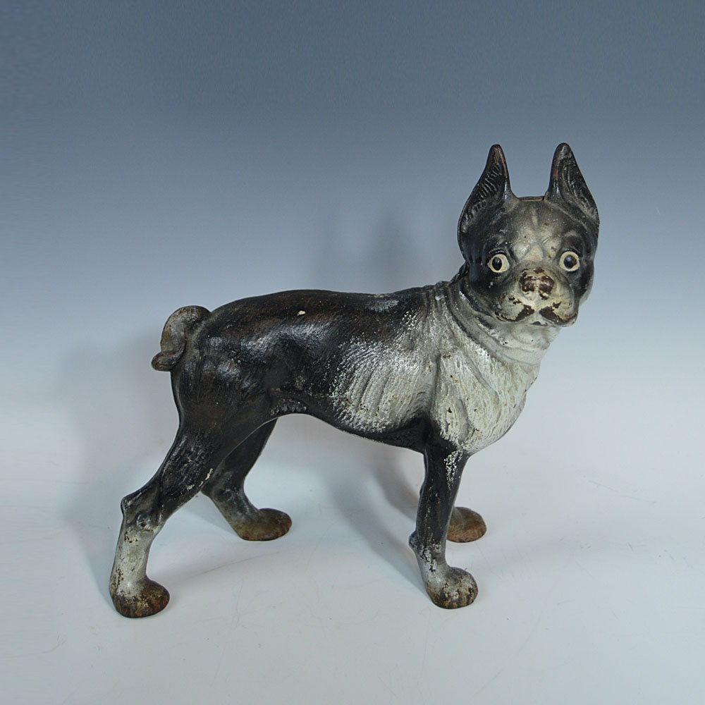 Antique Painted Iron Boston Terrier Doorstop