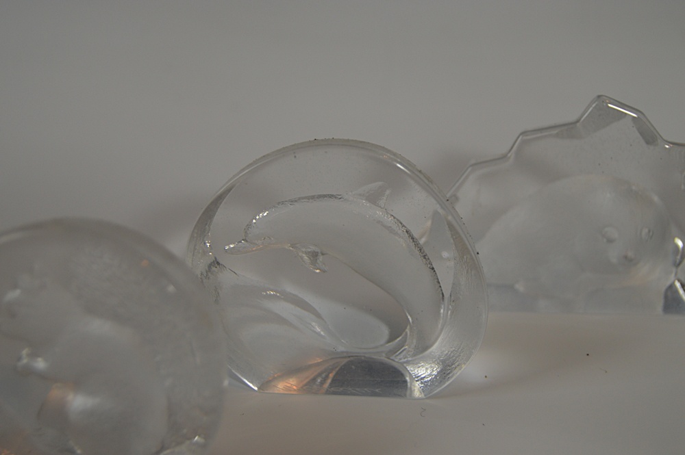 Signed Mats Jonasson Swedish Lead Crystal Figurines