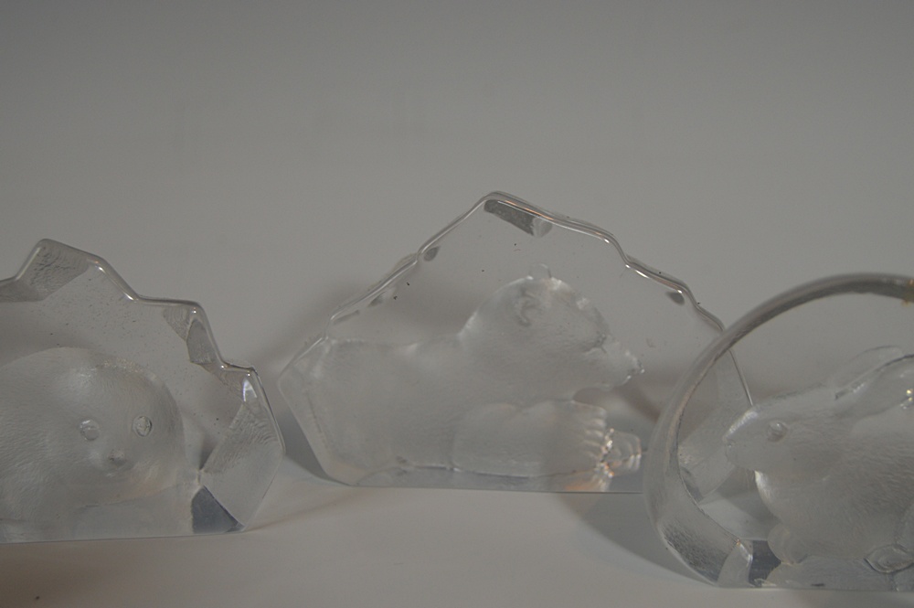 Signed Mats Jonasson Swedish Lead Crystal Figurines