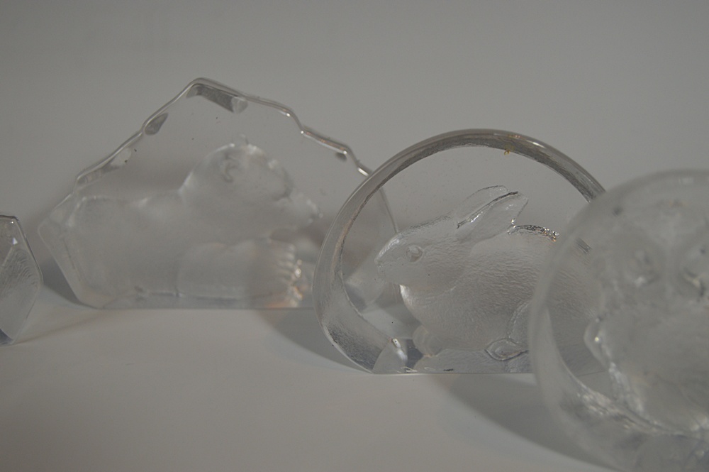 Signed Mats Jonasson Swedish Lead Crystal Figurines