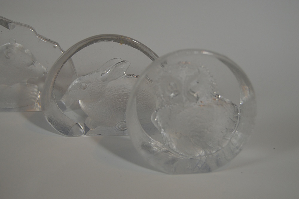 Signed Mats Jonasson Swedish Lead Crystal Figurines