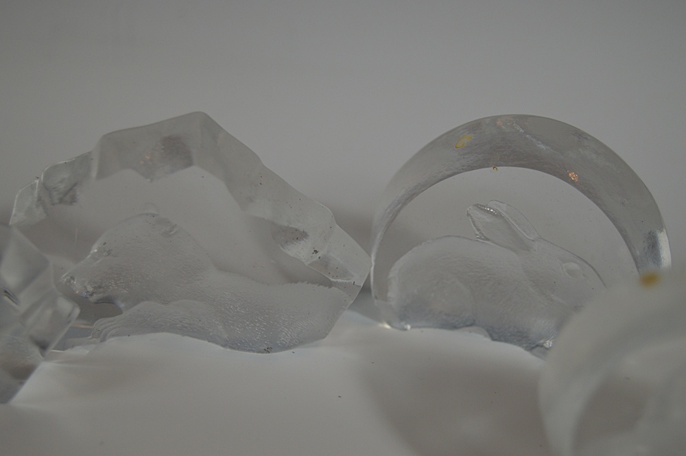 Signed Mats Jonasson Swedish Lead Crystal Figurines