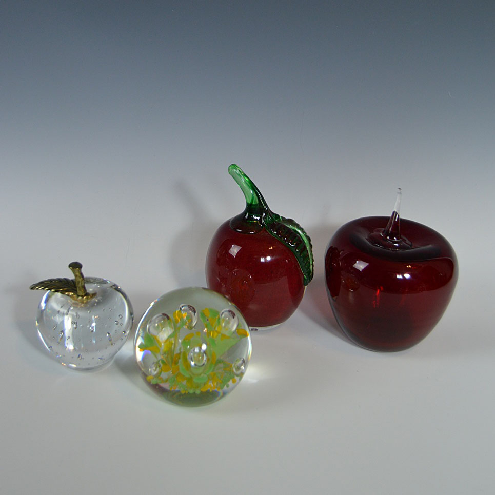 Blenko Apples and Zimmerman Paperweight