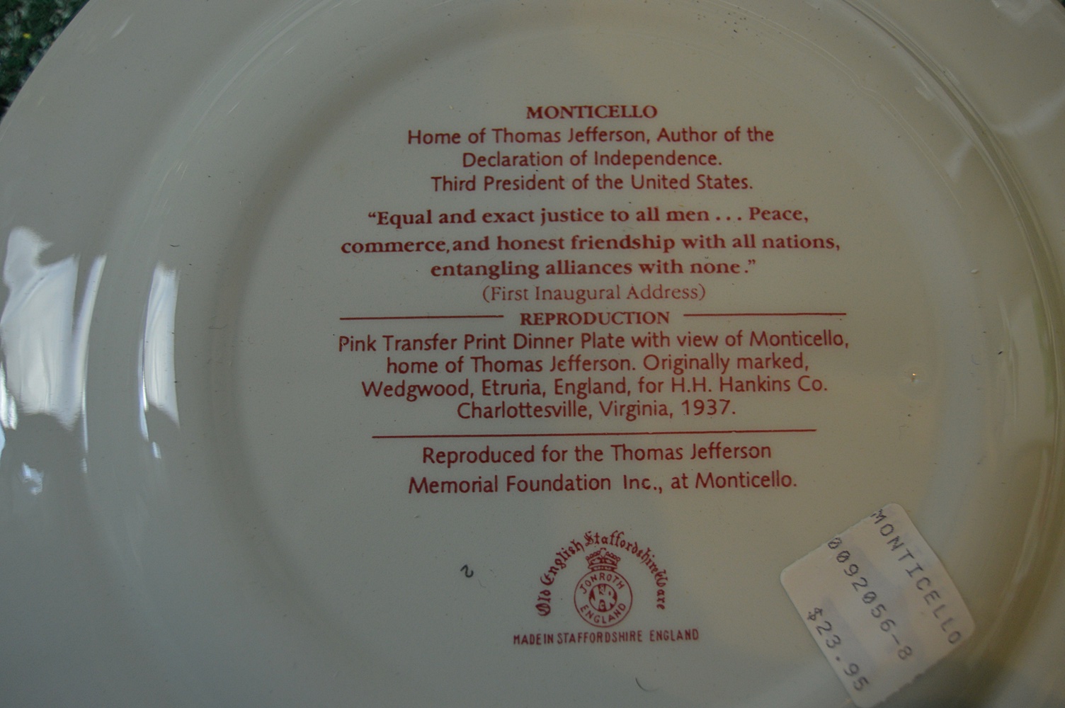 Transferware Historic Landmark Collectible Plates