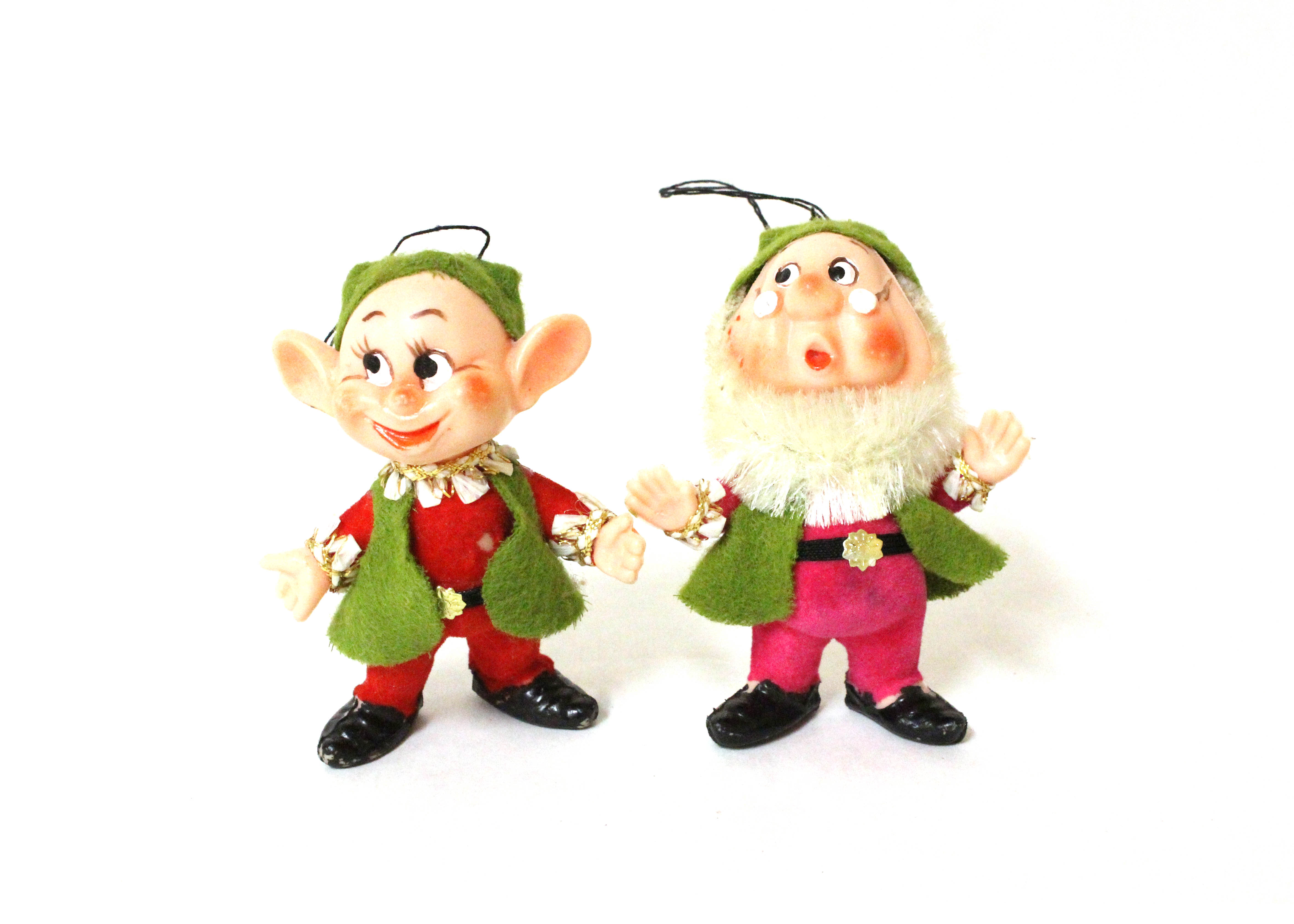 Pair of Vintage Christmas "Snow White" Ornaments