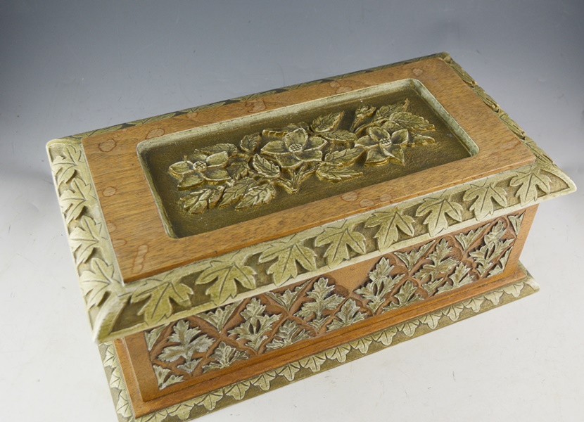 Antique Beautifully Carved Mahogany Dresser Box