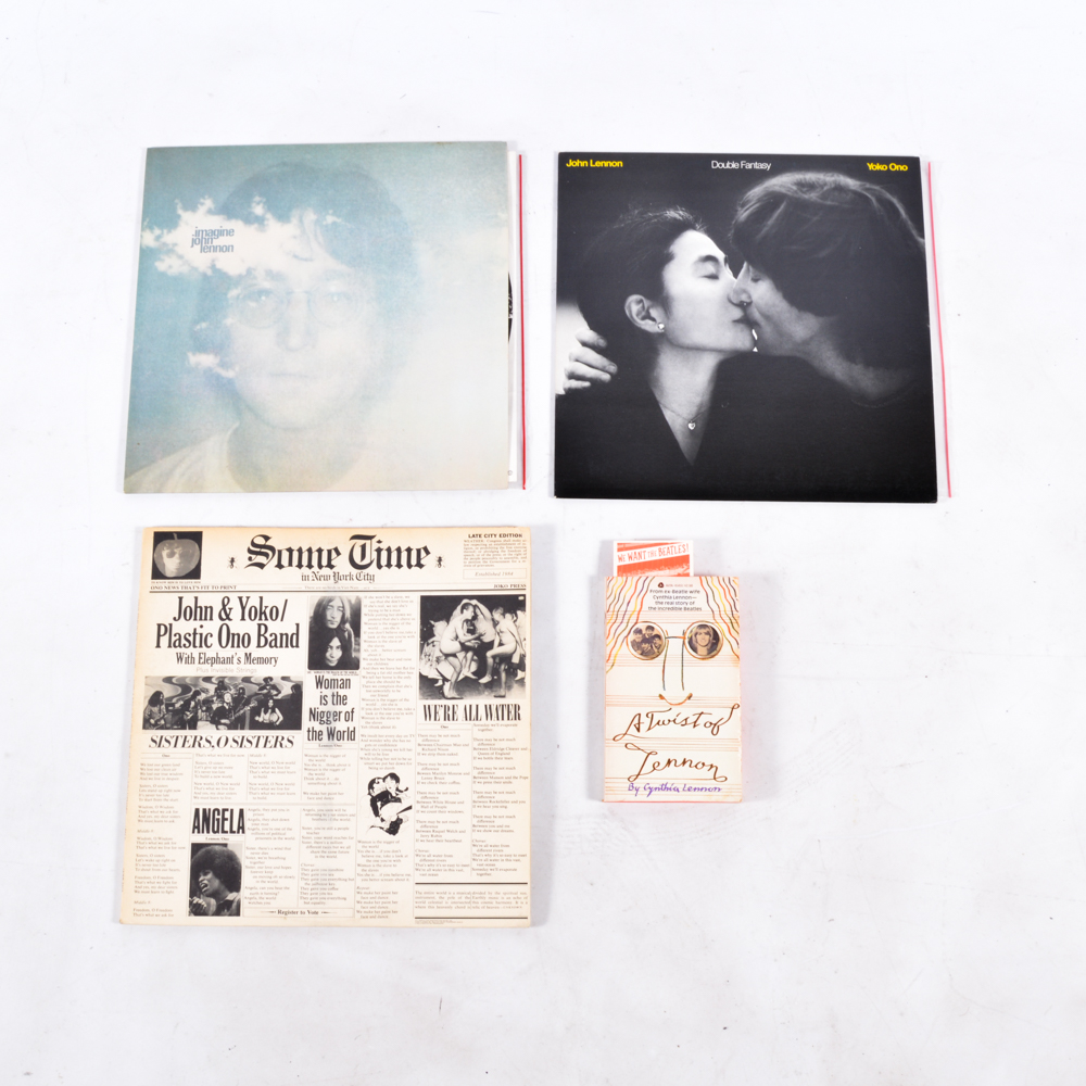 John Lennon Feat. Yoko Ono Vinyl Albums with "A Twist of Lennon" Paperback