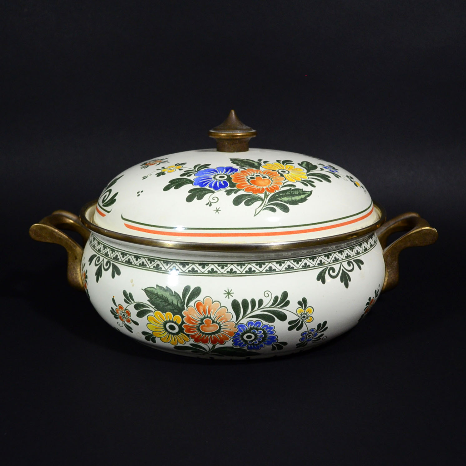 Vintage German ASTA Enameled Casserole Pot with Lid