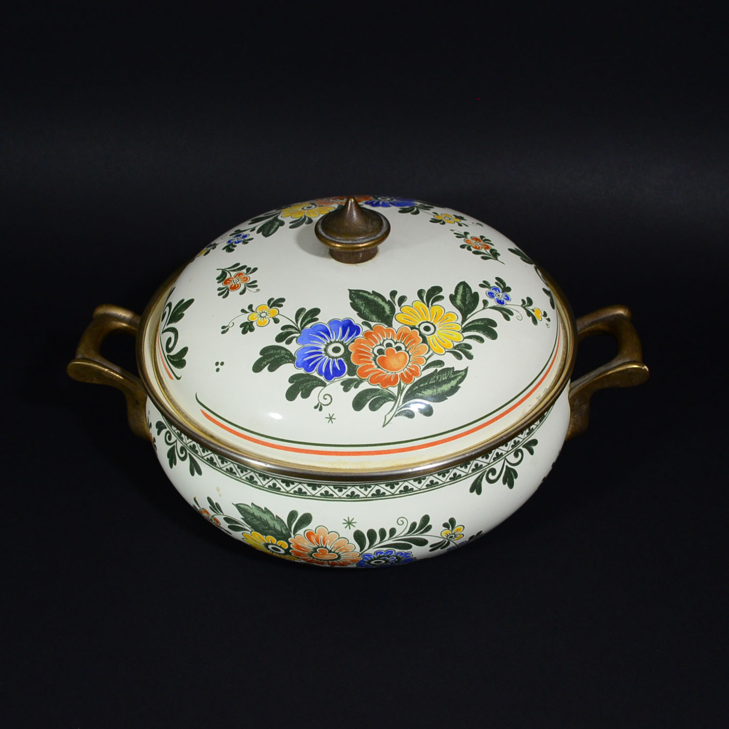 Vintage German ASTA Enameled Casserole Pot with Lid