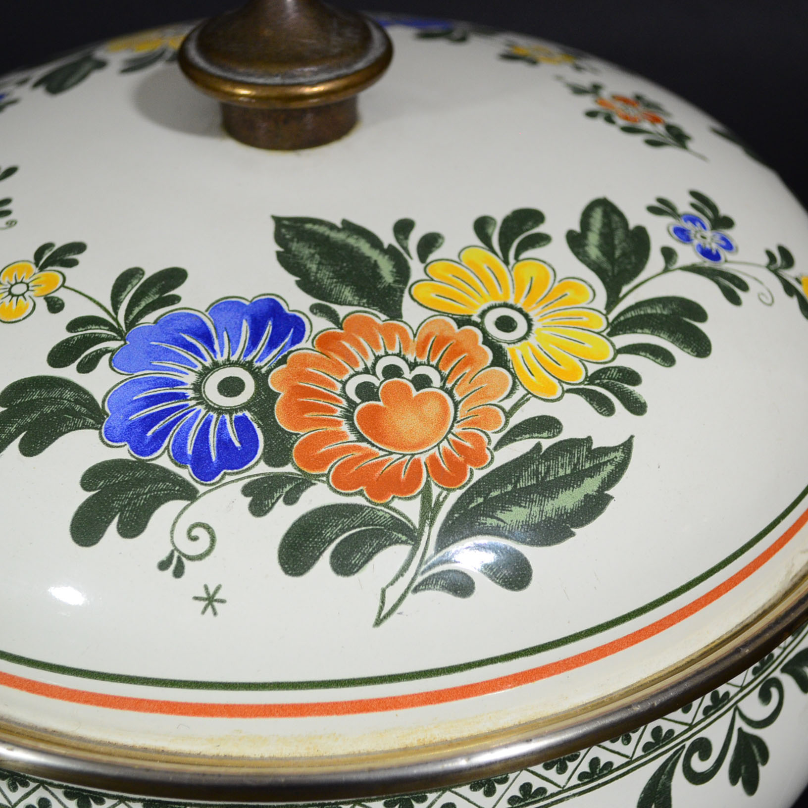 Vintage German ASTA Enameled Casserole Pot with Lid