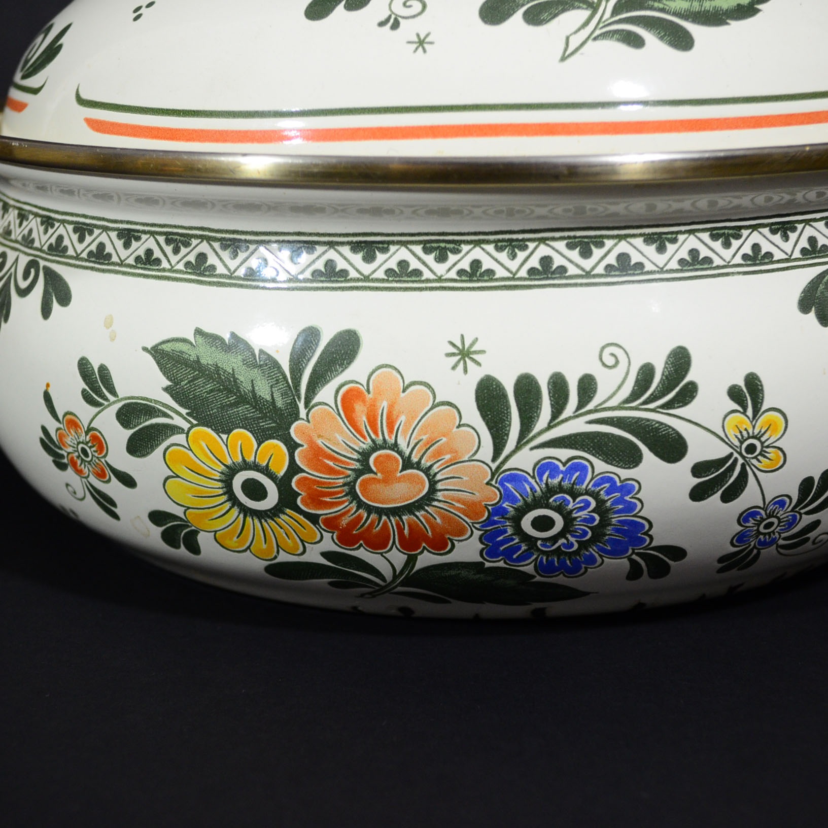 Vintage German ASTA Enameled Casserole Pot with Lid