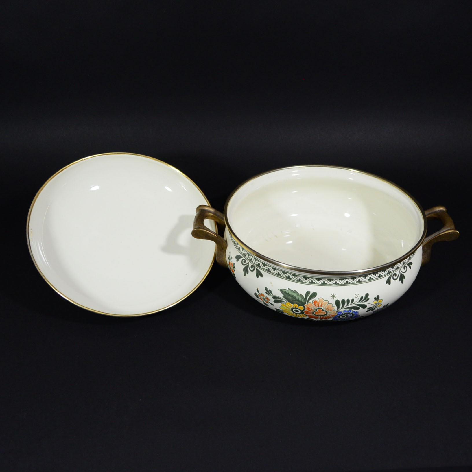 Vintage German ASTA Enameled Casserole Pot with Lid