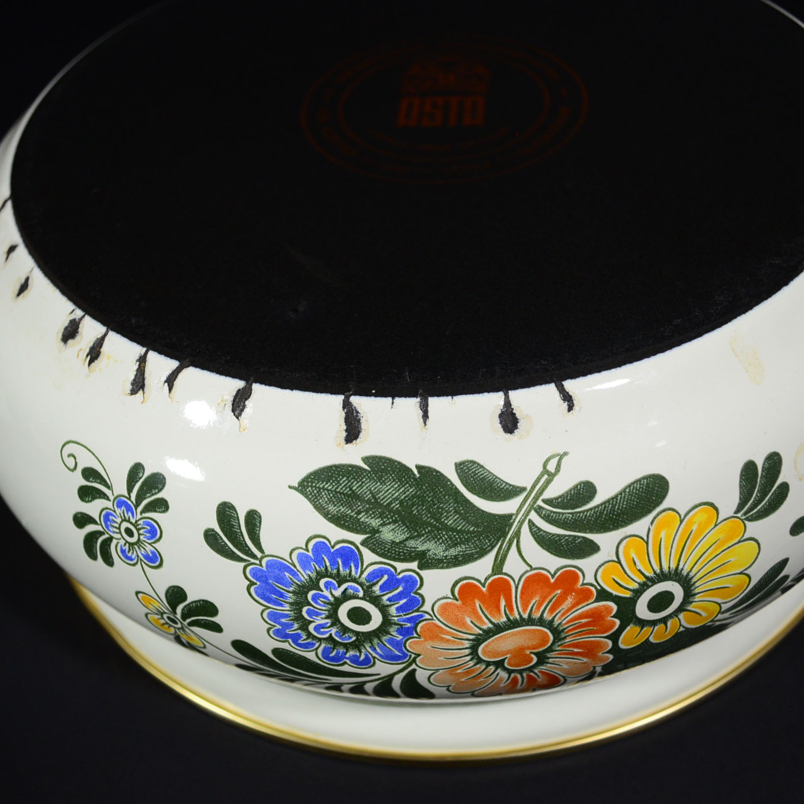 Vintage German ASTA Enameled Casserole Pot with Lid