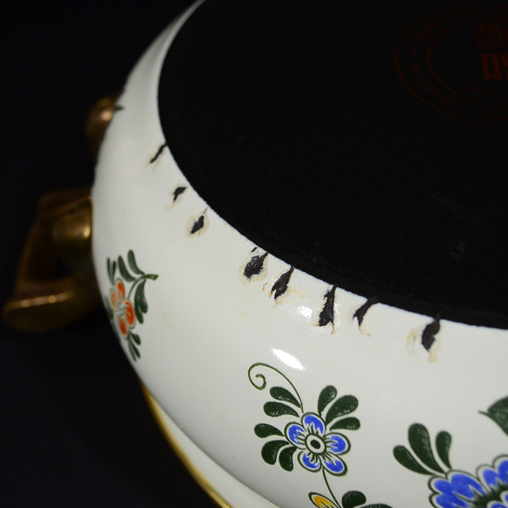 Vintage German ASTA Enameled Casserole Pot with Lid