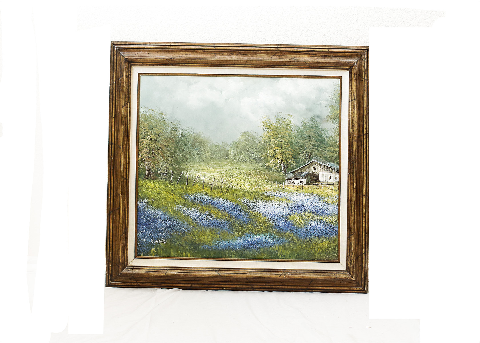 Signed Bluebonnet Painting by K. Meal