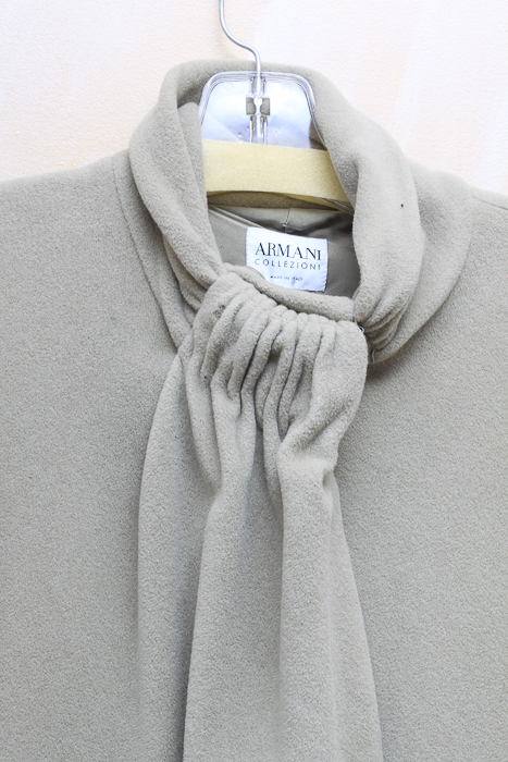 Long Armani Collezioni Wool Winter Coat in Taupe