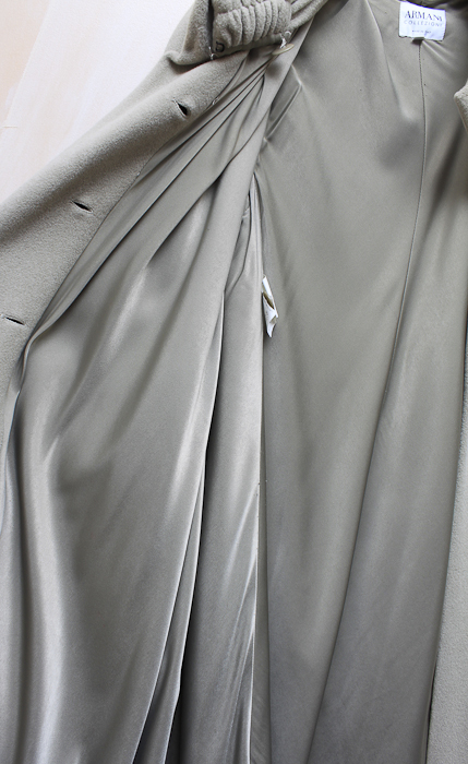 Long Armani Collezioni Wool Winter Coat in Taupe