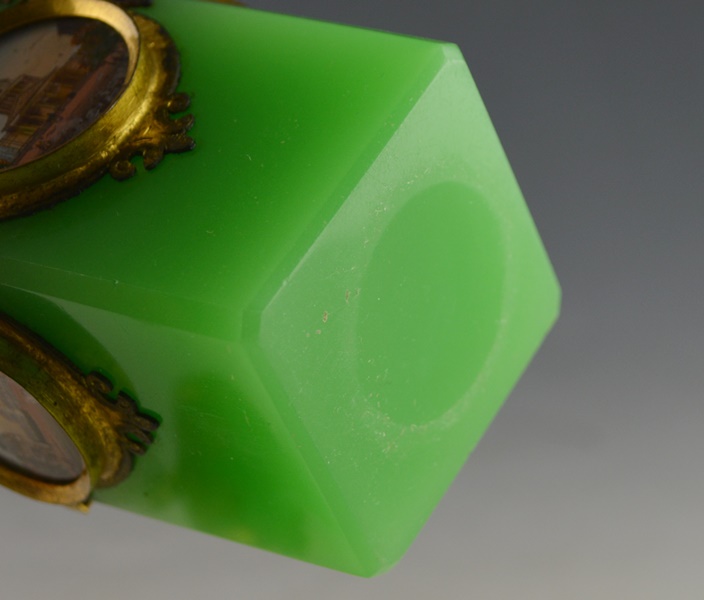 Grand Tour French Opaline Glass and Pierced Ormolu Scent Bottle