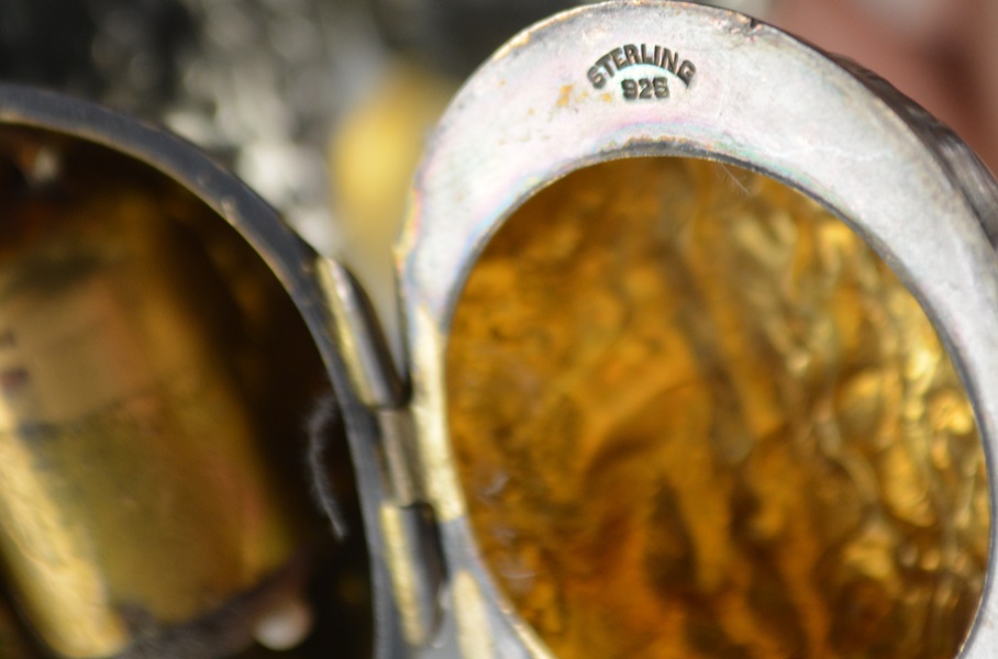 Antique Victorian Style Sterling Walnut-Shaped Locket With Puff and Perfume Vial