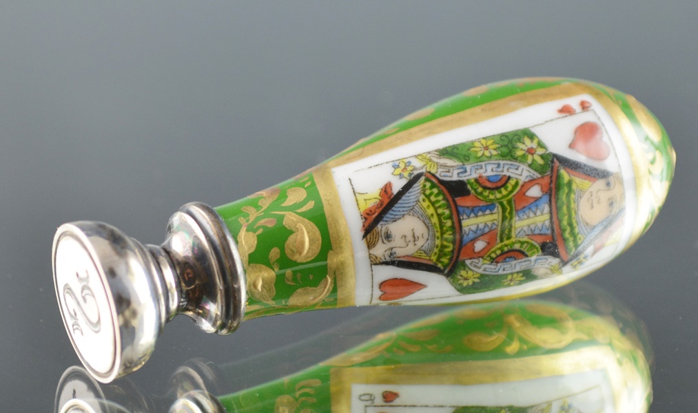 Late Victorian Ceramic and Sterling "S" Wax Seal