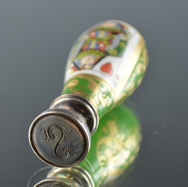 Late Victorian Ceramic and Sterling "S" Wax Seal