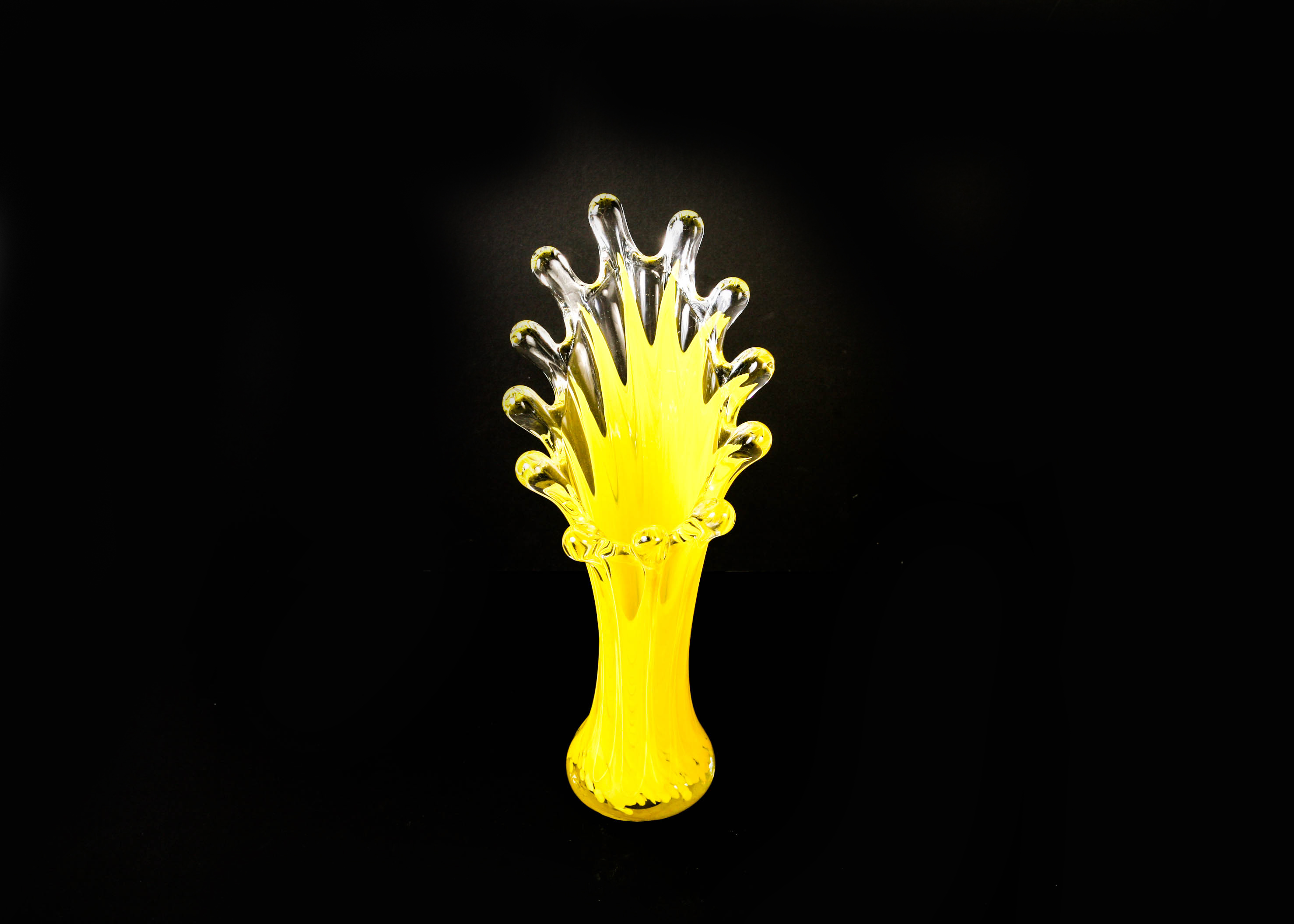 Vintage Yellow Murano Swung Glass Vase
