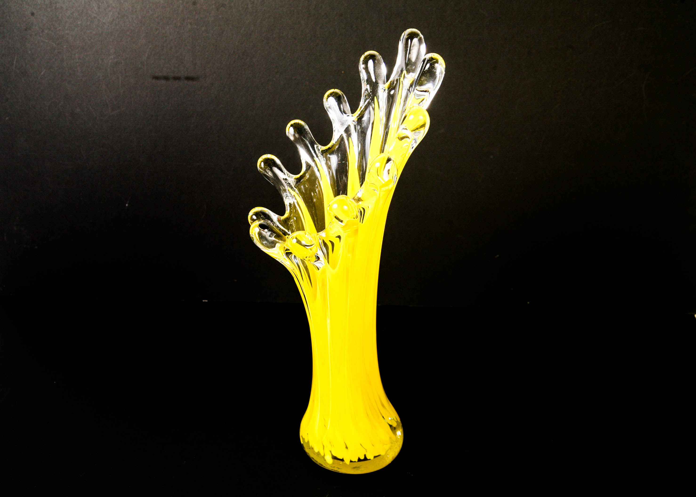 Vintage Yellow Murano Swung Glass Vase