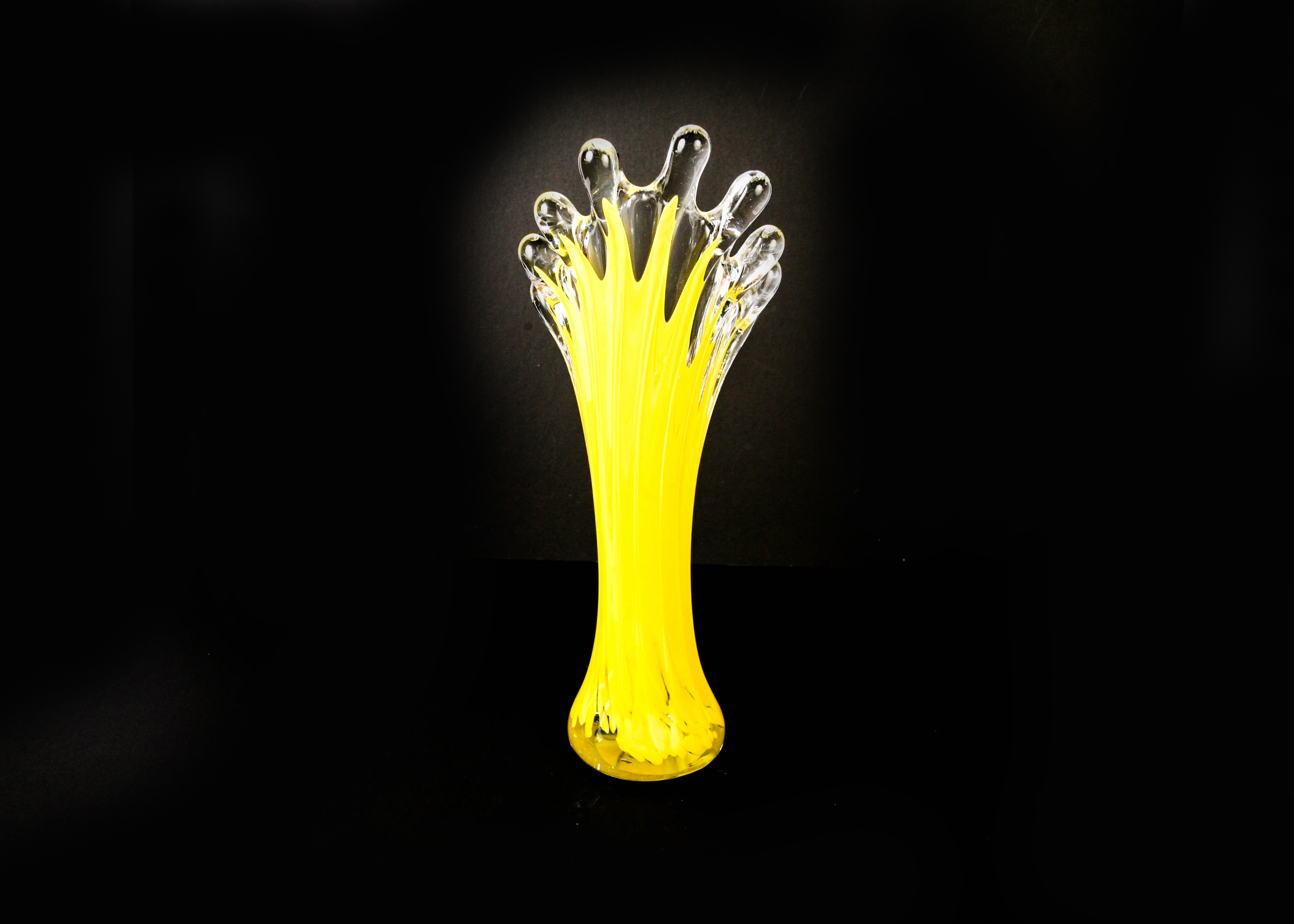 Vintage Yellow Murano Swung Glass Vase
