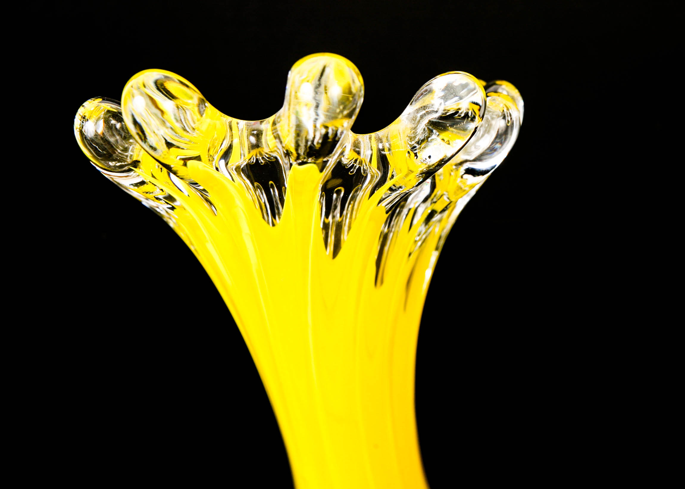 Vintage Yellow Murano Swung Glass Vase