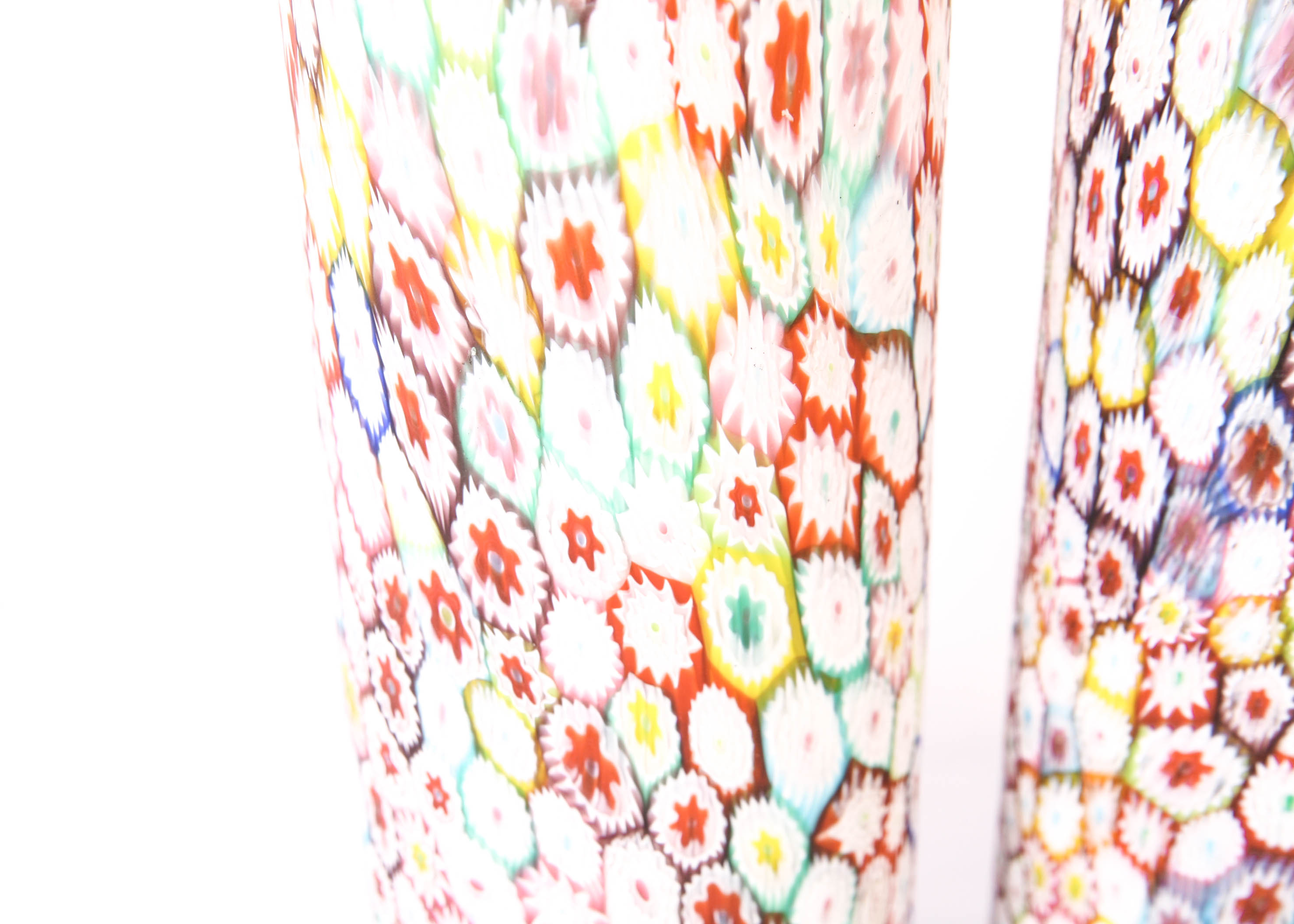 Two Vintage Murano Millefiori Glass Vases