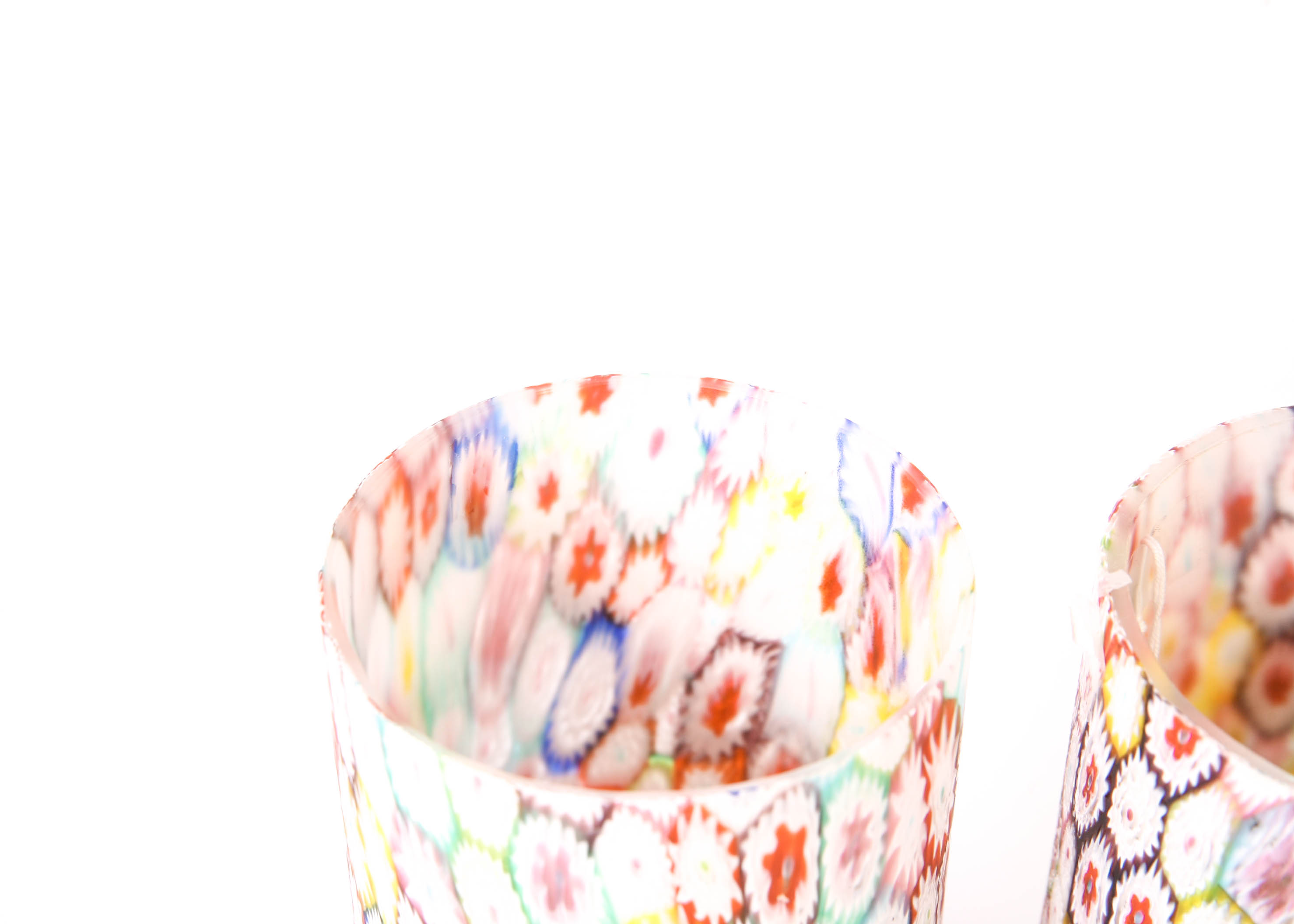 Two Vintage Murano Millefiori Glass Vases