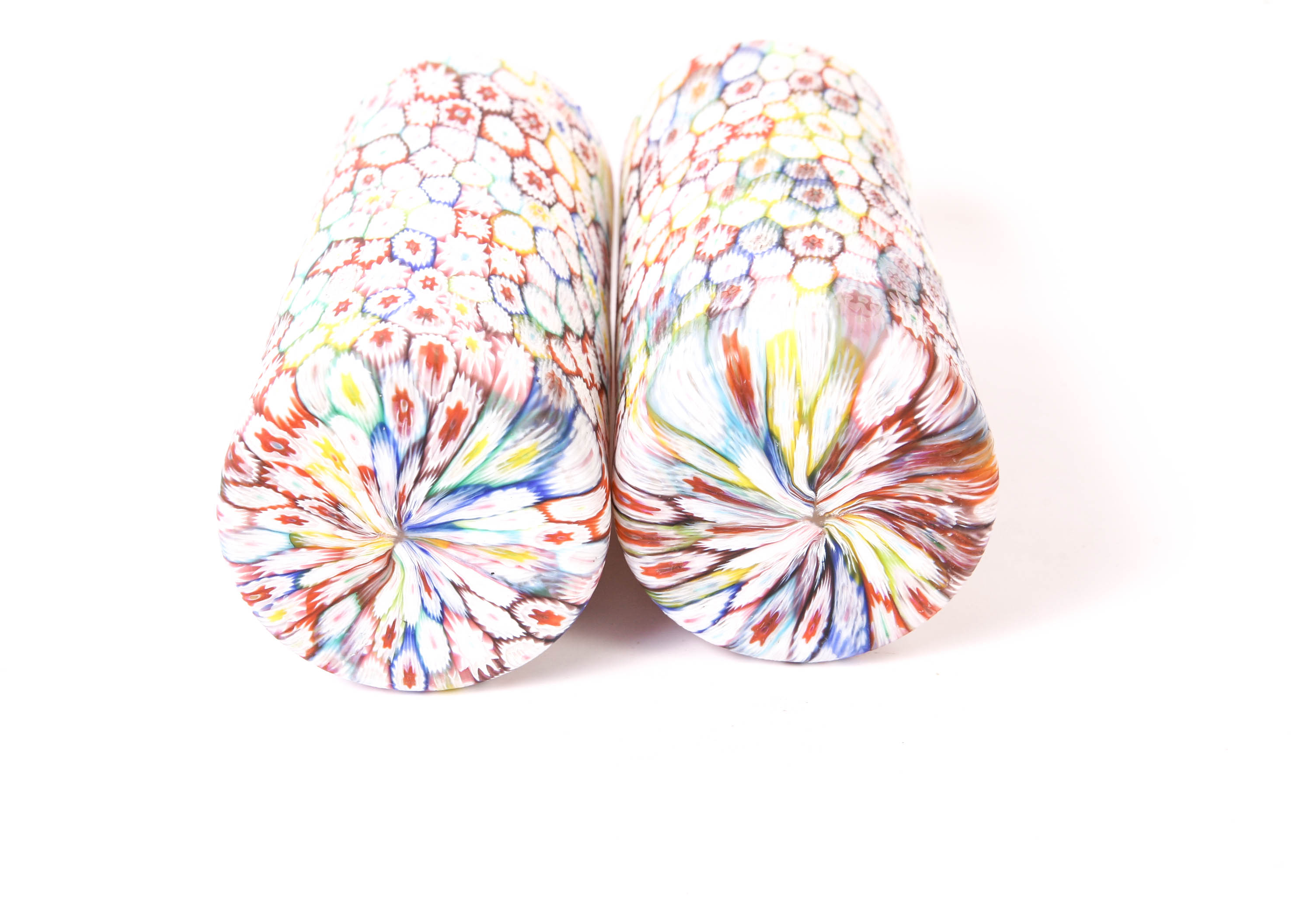 Two Vintage Murano Millefiori Glass Vases