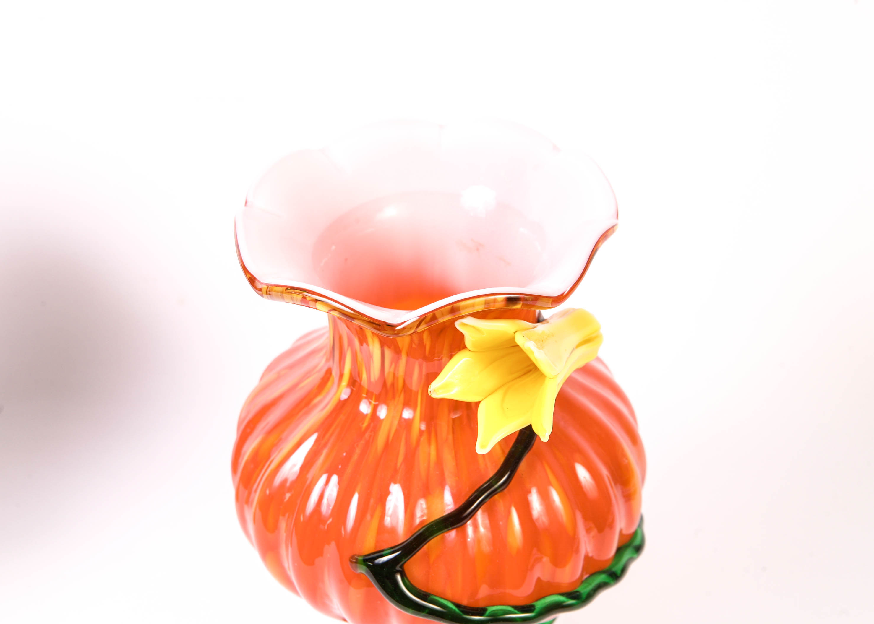 Two Vintage Red Murano Glass Vases