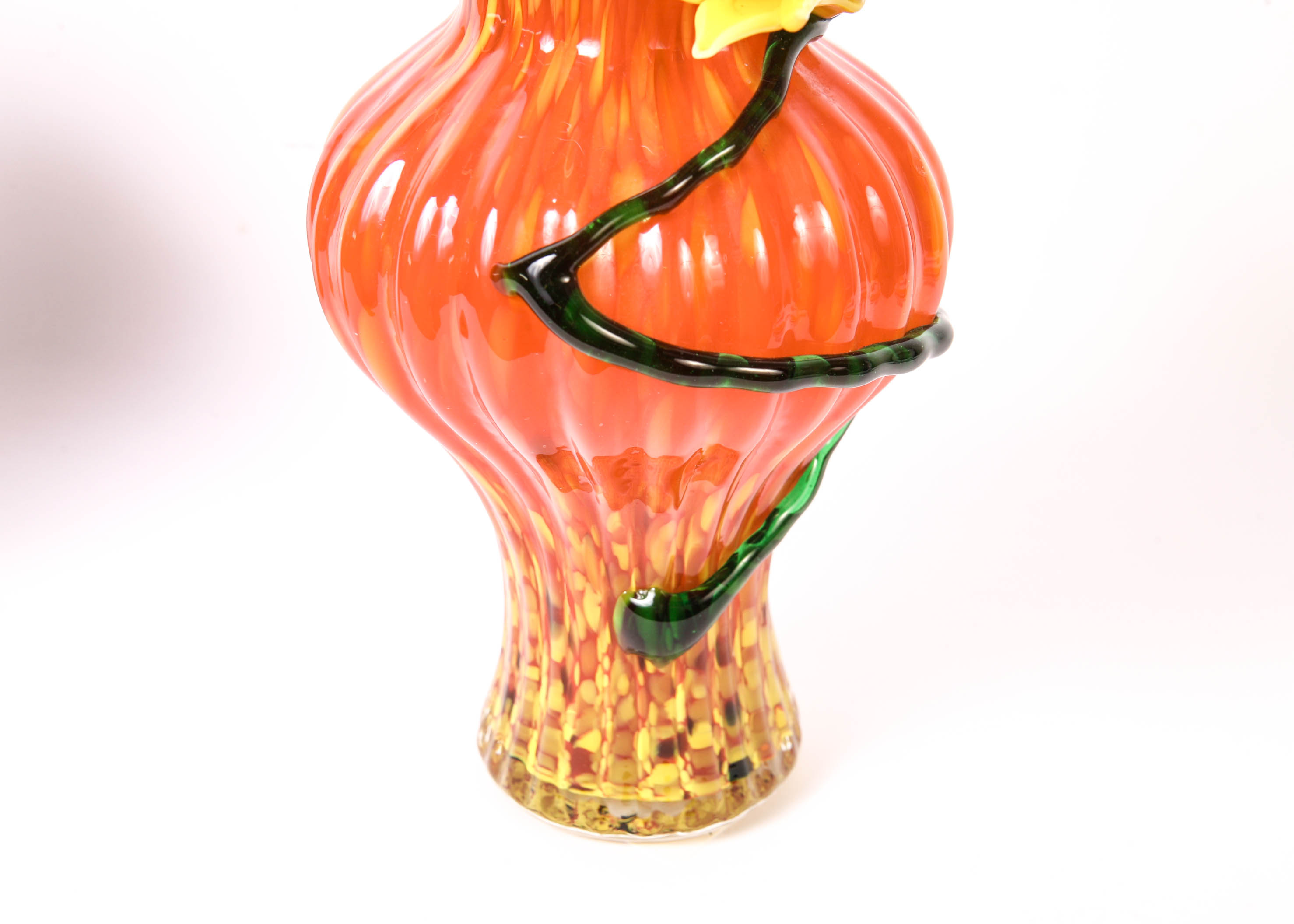 Two Vintage Red Murano Glass Vases